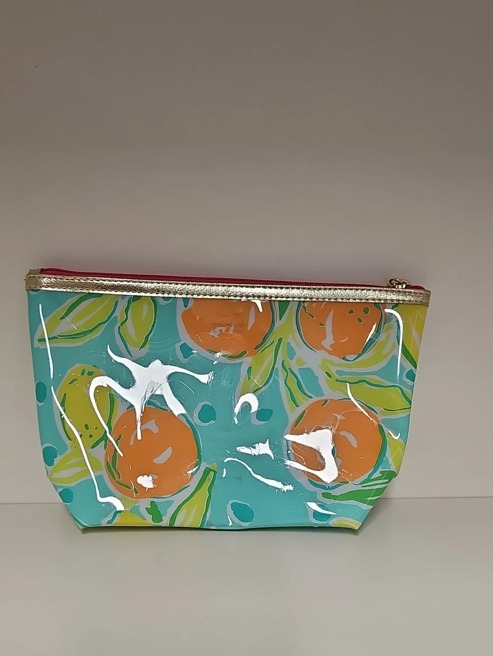 Lilly Pulitzer Glossy Lemon & Floral Cosmetic Bags - Turquoise, Yellow & Pink